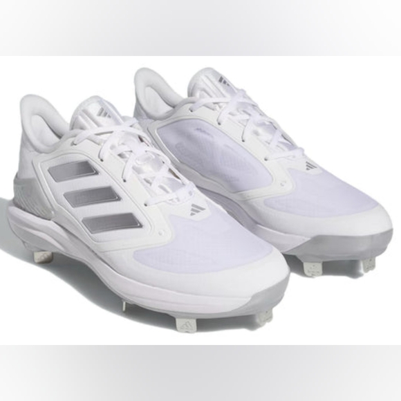 Adidas PureHustle 3 Elite Womens Softball Metal Cleats White Silver Sz 8.5 NWT - Picture 1 of 6